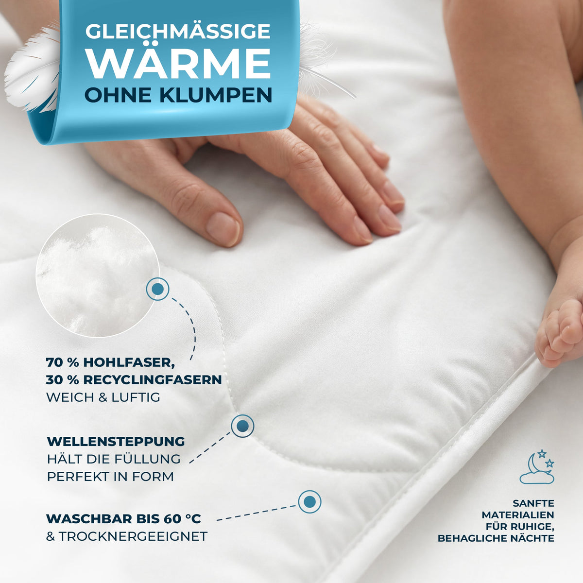 Baby Schlafset gleichmäßige Wärme ohne Klumpen