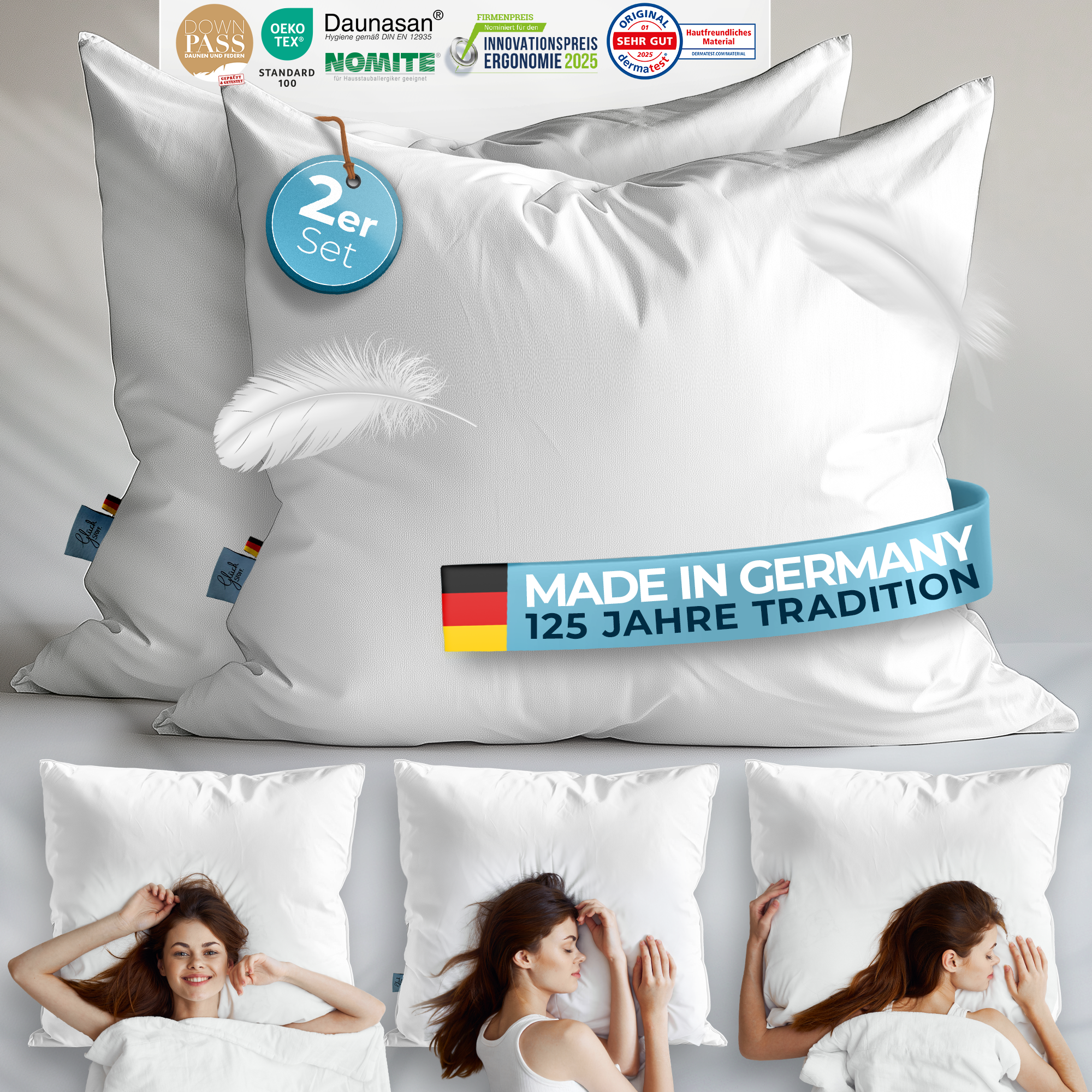 Daunenkissen 80x80 Doppelpack