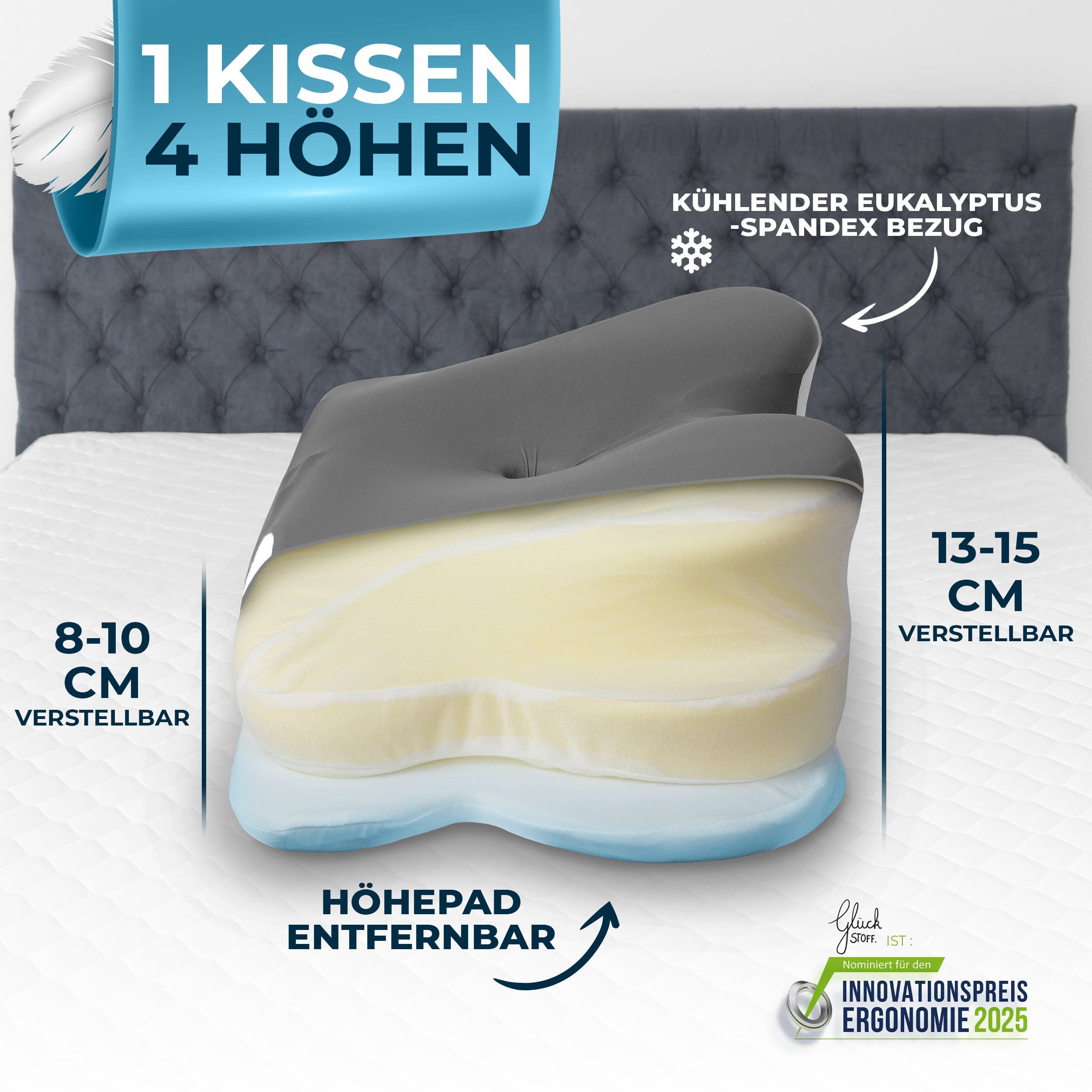 Orthopädisches Kissen - Grau (Allrounder)