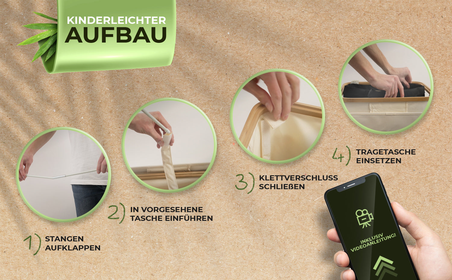 Pfandflaschen Aufbewahrung [inkl. XXL Tragetasche] - Beige
