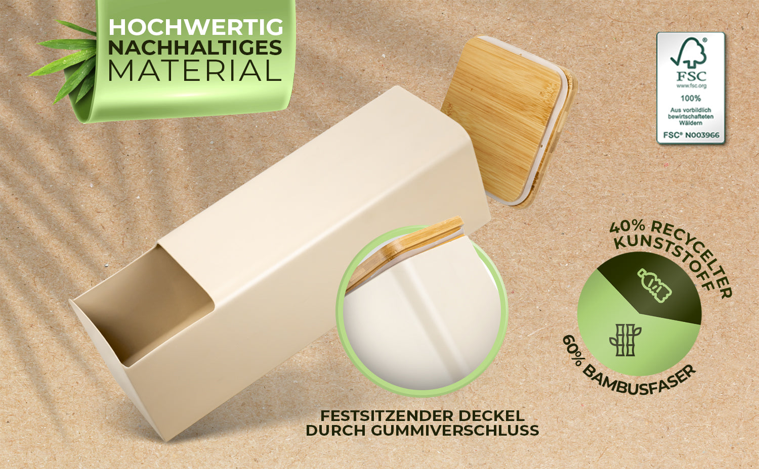 Glückstoff® Toilettenpapier Aufbewahrung [Wandanbringung möglich] aus Bambus 4 Rollen | Klopapier Aufbewahrung Bad | Beige