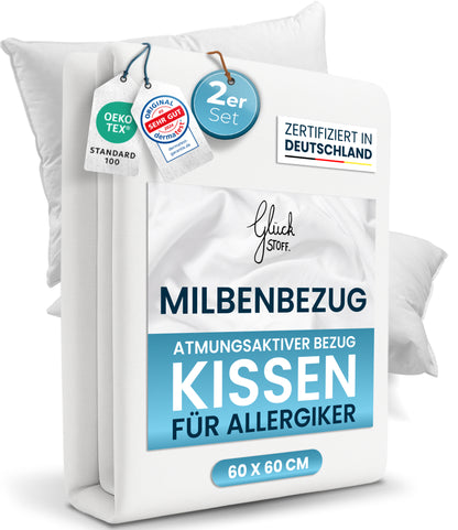 Milbenbezug Kissen 2er Set [Zertifiziert in Deutschland]