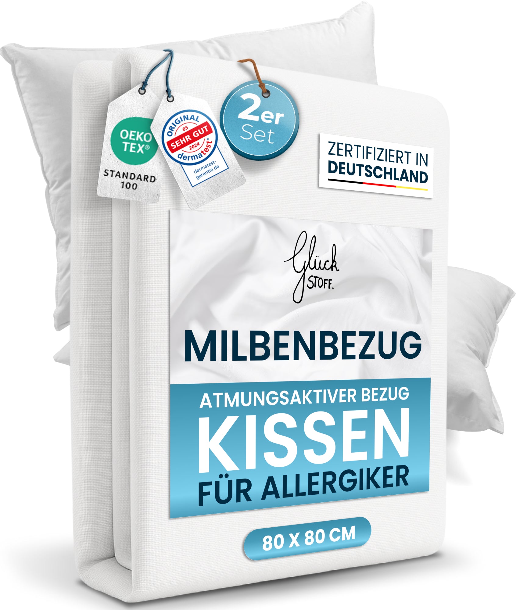 Milbenbezug Kissen 2er Set [Zertifiziert in Deutschland]