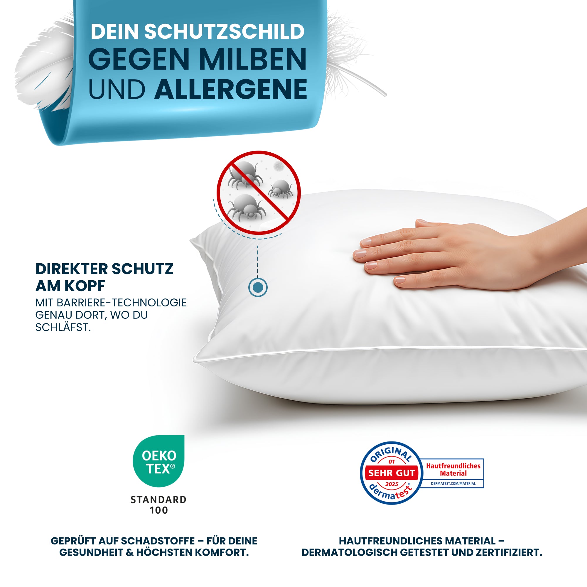 Milbenbezug Kissen 2er Set [Zertifiziert in Deutschland]
