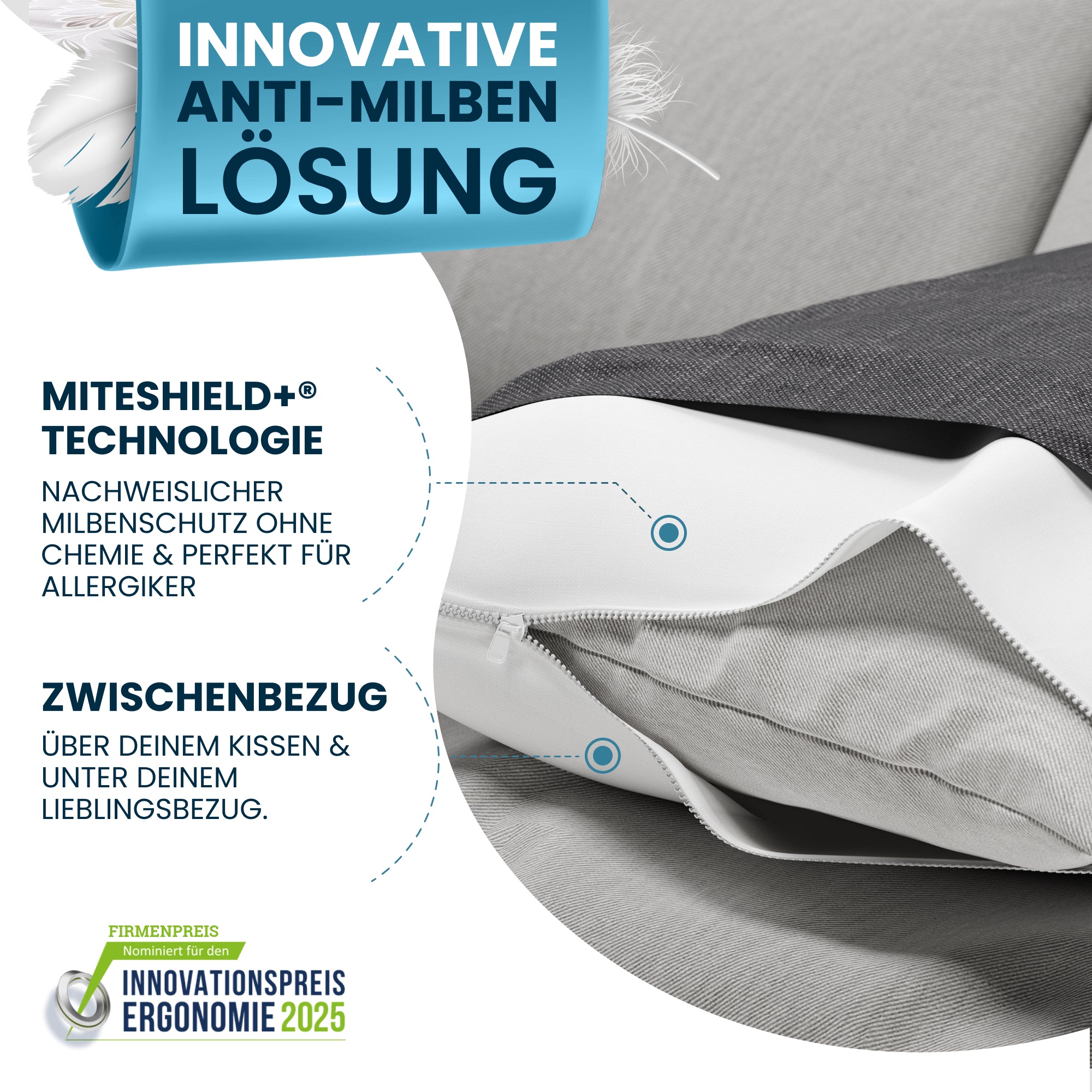 Milbenbezug Kissen 2er Set [Zertifiziert in Deutschland]