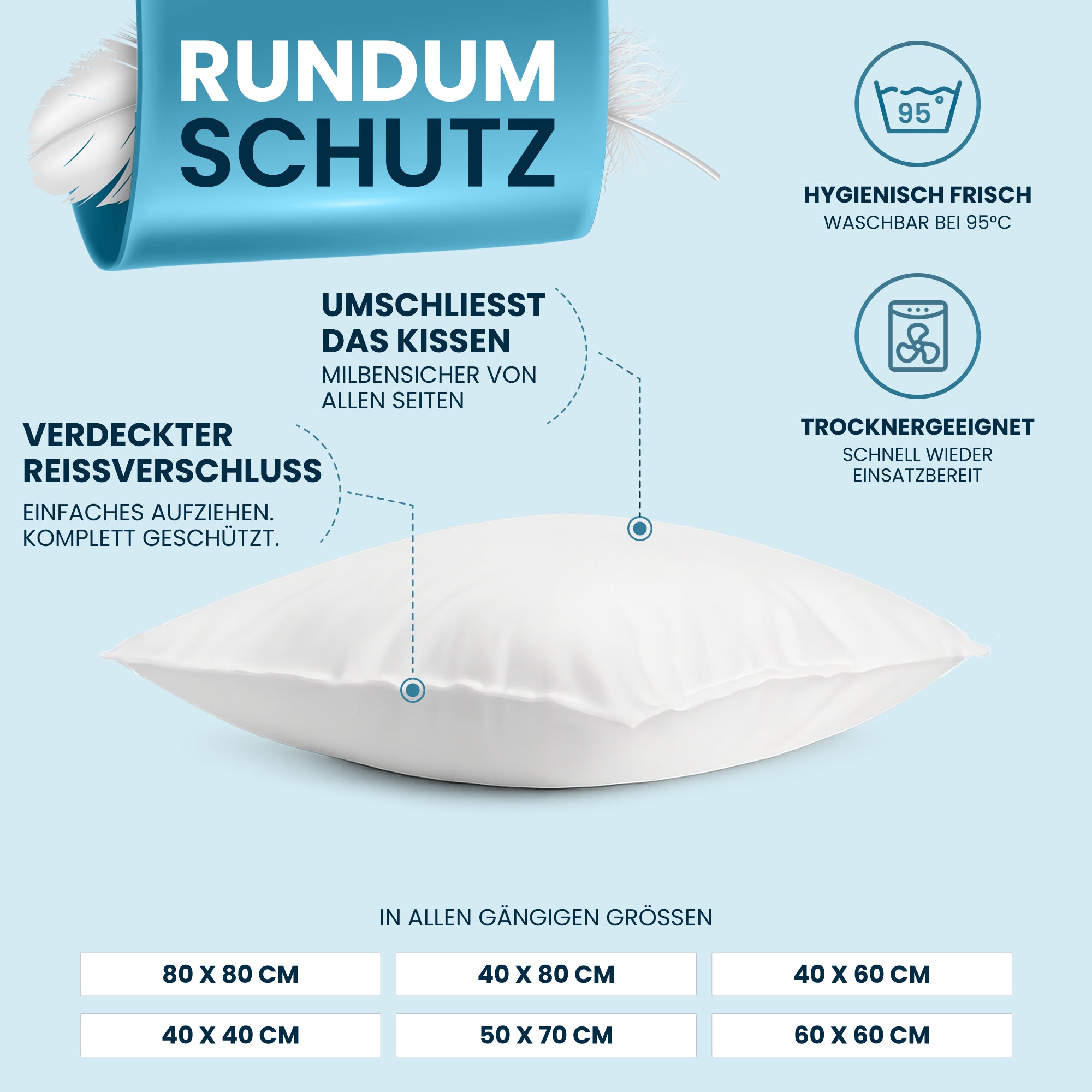 Milbenbezug Kissen 2er Set [Zertifiziert in Deutschland]