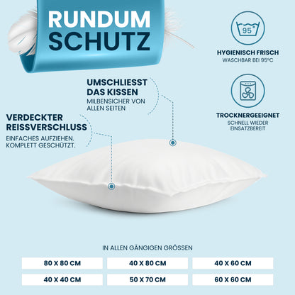 Milbenbezug Kissen 2er Set [Zertifiziert in Deutschland]