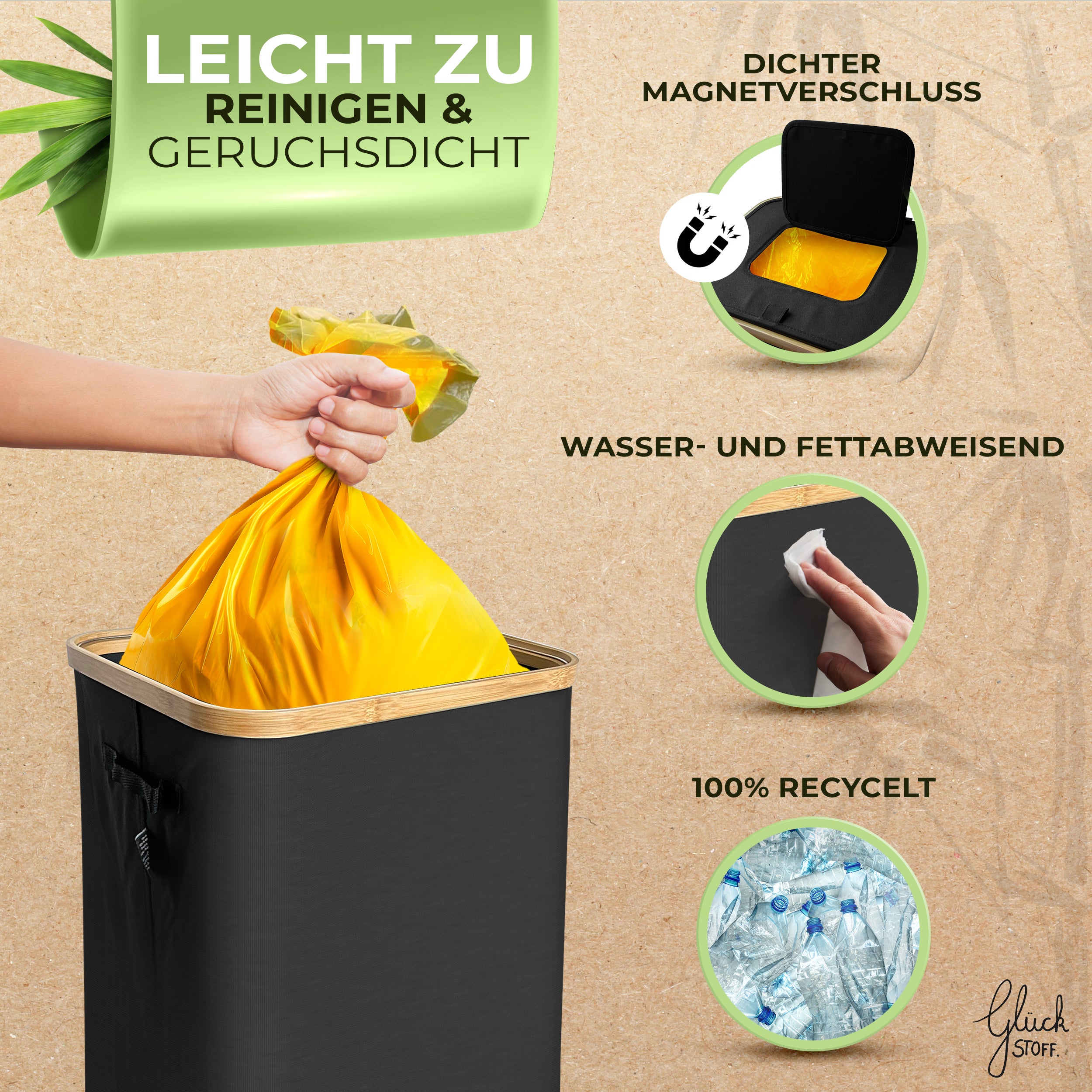 Gelber Sack Ständer [inkl. waschbarer Innentasche] - 100 L