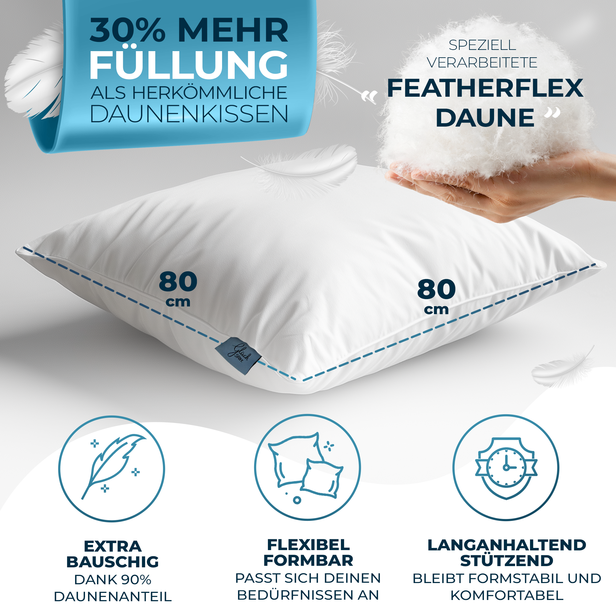 Daunenkissen 80x80 [Made in Germany]