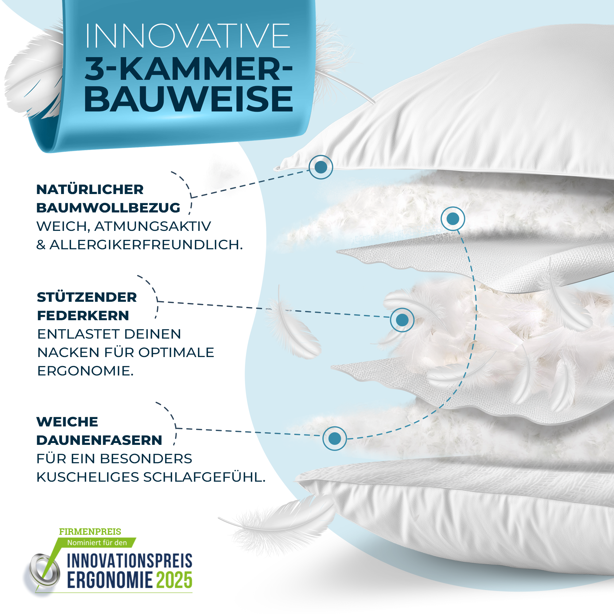 Daunenkissen 40x80 [Made in Germany]