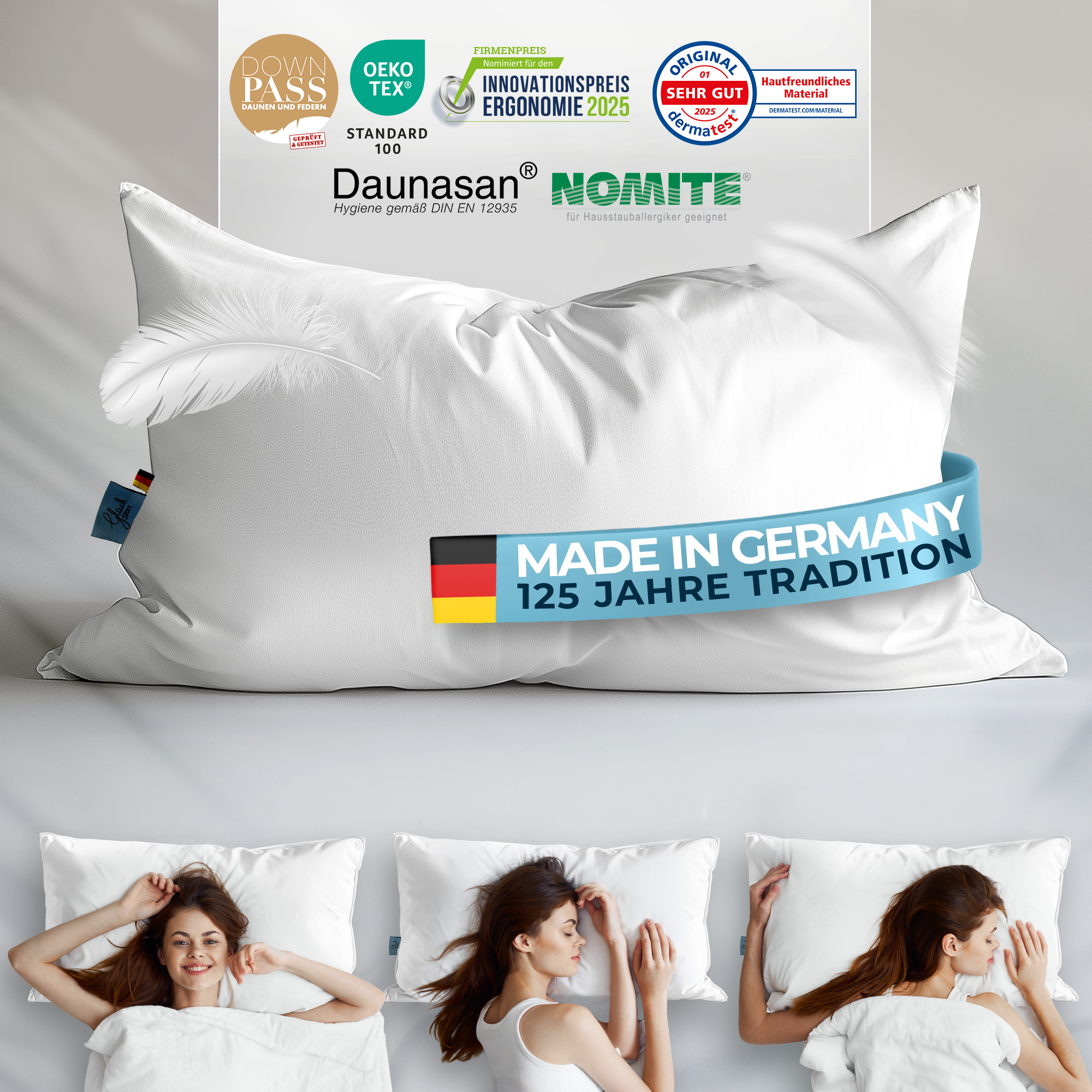 Daunenkissen 40x80 [Made in Germany]