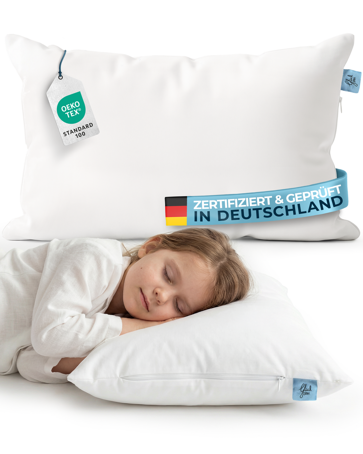 Orthopädisches Kinderkissen [OEKO-TEX zertifiziert] – Glückstoff