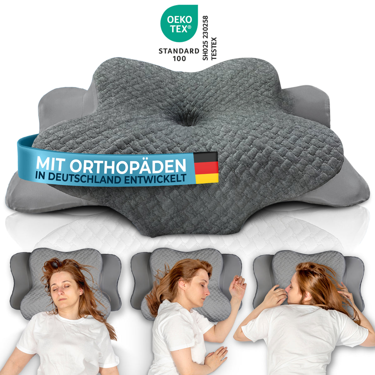 glücksstoff aufbewahrung Orthopädisches Kissen (Ergo) – Grau